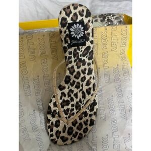NOS Yellow Box NIB Vintage Flip-Flops Beige Rhinestone 9